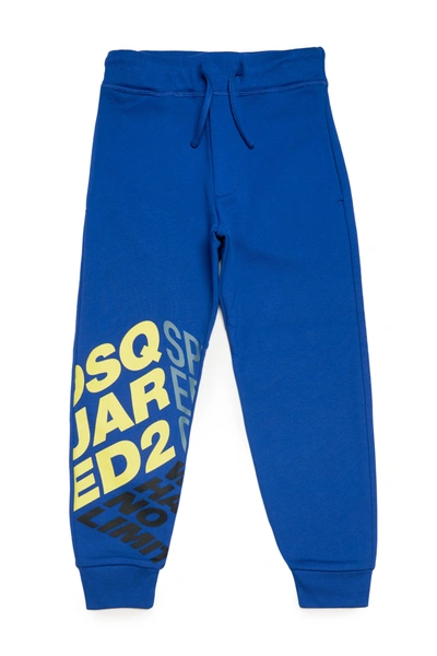 Dsquared2 Kids' Junior Sport Edtn.08 Cotton Track Trousers In Blue