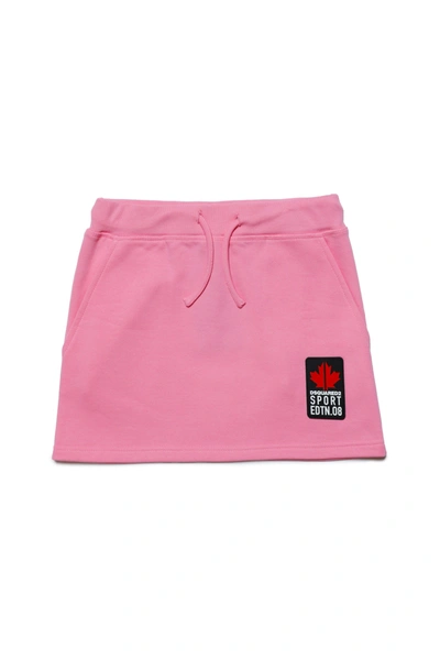 Dsquared2 Kids' Logo-print Drawstring-waist Skirt In Pink