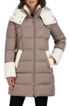 TAHARI TILLY PUFFER COAT WITH FAUX SHEARLING TRIM