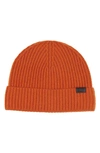 Hickey Freeman Cashmere Knit Cuffed Beanie In Orange