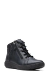Clarks Caroline Park Lace-up Sneaker Booties In Black Leather
