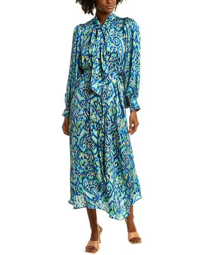 Beulah Scarf Neck Maxi Dress In Blue