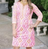 Gretchen Scott Jersey Split Neck - Kitt Ikat In Pink/orange In Multi