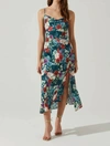 Astr Gaia Strappy Bias Cut Satin Midi Dress In Green