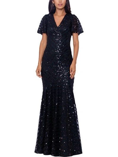 Xscape Womens Sequined Maxi Evening Dress In Multi