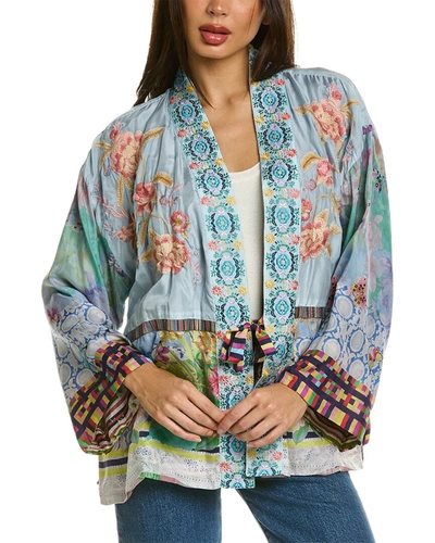 Johnny Was Teagan Reversible Floral-embroidered Kimono In Blue