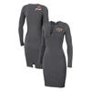 WEAR BY ERIN ANDREWS WEAR BY ERIN ANDREWS CHARCOAL CLEVELAND BROWNS LACE UP LONG SLEEVE DRESS