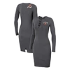 Wear By Erin Andrews Charcoal Cleveland Browns Lace Up Long Sleeve Dress In Charcoal