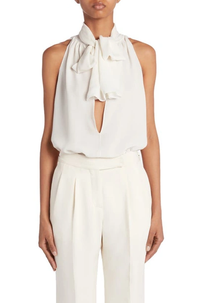 Tom Ford Tie-neck Halter Blouse In Chalk