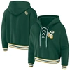 WEAR BY ERIN ANDREWS WEAR BY ERIN ANDREWS GREEN GREEN BAY PACKERS LACE-UP PULLOVER HOODIE