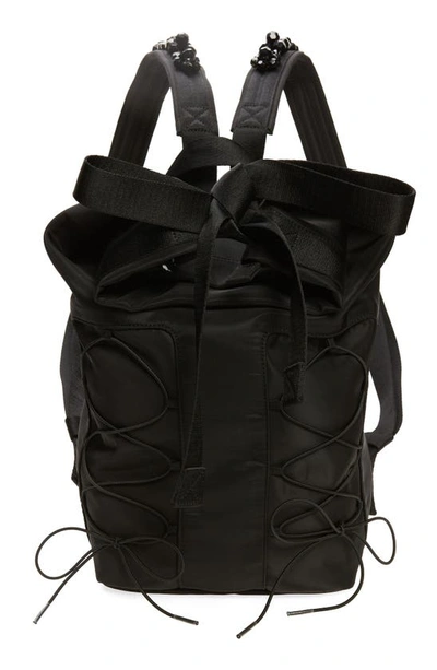 Simone Rocha Faux Pearl-embellished Twill Backpack In Black/pearl