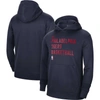 NIKE UNISEX NIKE NAVY PHILADELPHIA 76ERS 2023/24 PERFORMANCE SPOTLIGHT ON-COURT PRACTICE PULLOVER HOODIE