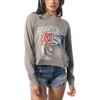 THE WILD COLLECTIVE THE WILD COLLECTIVE GRAY CHICAGO CUBS CROPPED LONG SLEEVE T-SHIRT