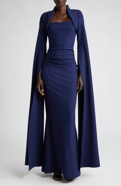 Chiara Boni La Petite Robe Women's Reiko Cape-sleeve Gown In Blue Notte