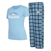 Concepts Sport Women's  Carolina Blue, Navy North Carolina Tar Heels Arctic T-shirt And Flannel Pants In Light Blue