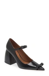 Shushu-tong Bow Detail Pointed Toe Mary Jane Pump In Black