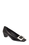 Roger Vivier Black Calfskin Pumps With Buckle And Wide Heel In Black