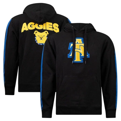 FISLL FISLL BLACK NORTH CAROLINA A&T AGGIES OVERSIZED STRIPES PULLOVER HOODIE