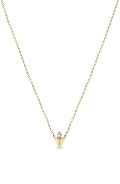 ZOË CHICCO 14K GOLD DIAMOND PYRAMID PENDANT NECKLACE