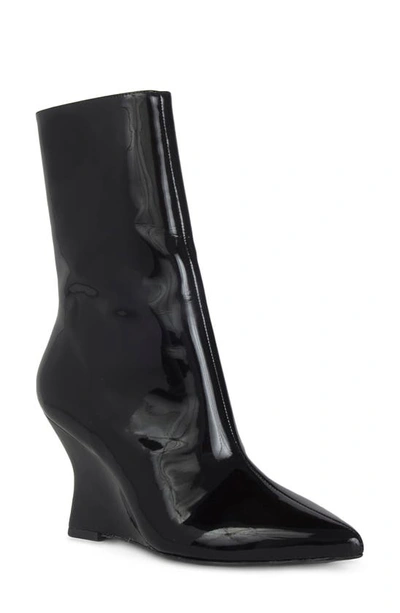 Black Suede Studio Lauren Patent Wedge Ankle Boots In Black Patent