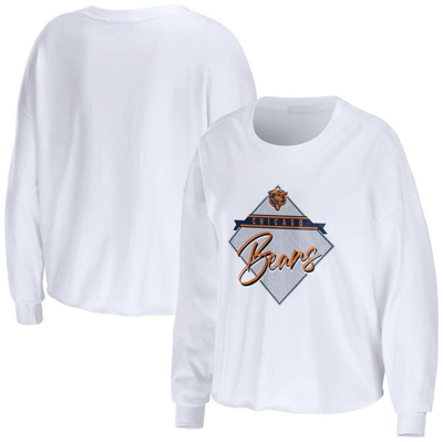 Wear By Erin Andrews White Chicago Bears Domestic Cropped Long Sleeve T-shirt