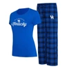 Concepts Sport Women's  Royal, Black Kentucky Wildcats Arctic T-shirt And Flannel Pants Sleep Set In Royal
