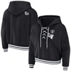 Wear By Erin Andrews Black Las Vegas Raiders Lace-up Pullover Hoodie In Black