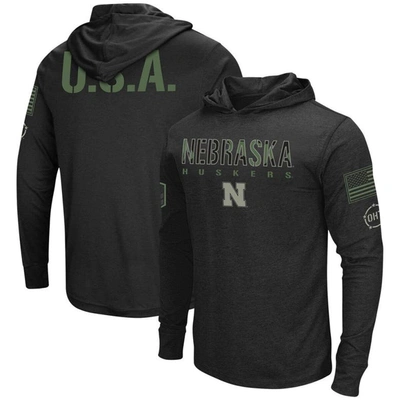 Colosseum Men's Black Nebraska Huskers Oht Military-inspired Appreciation Hoodie Long Sleeve T-shirt