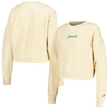 League Collegiate Wear Cream Oregon Ducks Timber Cropped Pullover Sweatshirt In Cream