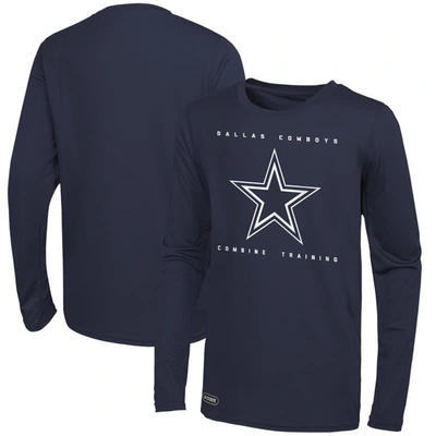 OUTERSTUFF NAVY DALLAS COWBOYS SIDE DRILL LONG SLEEVE T-SHIRT