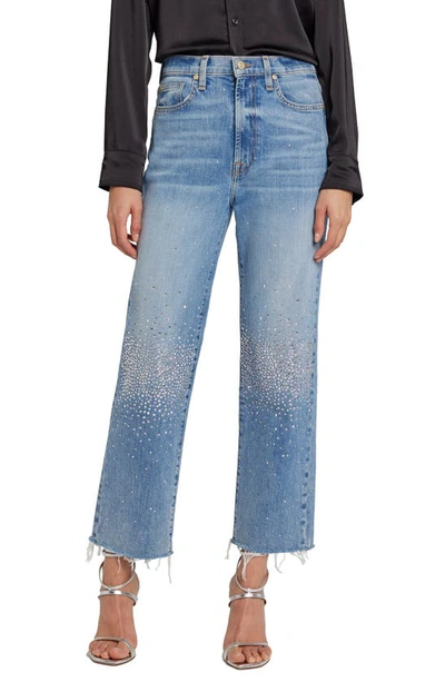 7 For All Mankind Logan Stovepipe High Rise Crystal Embellished Jeans In Ode To