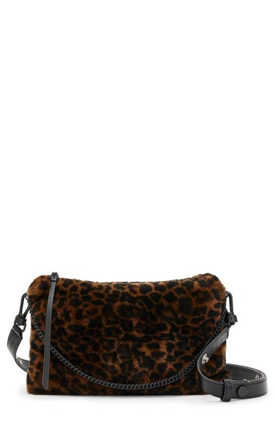 Allsaints Eve Genuine Shearling Crossbody Bag In Leopard