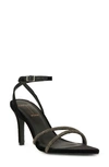 BLACK SUEDE STUDIO ACE ANKLE STRAP POINTED TOE SANDAL