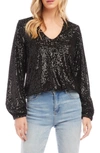 KAREN KANE SEQUIN BLOUSON SLEEVE TOP