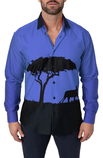 Maceoo Fibonacci Cotton Button-up Shirt In Blue