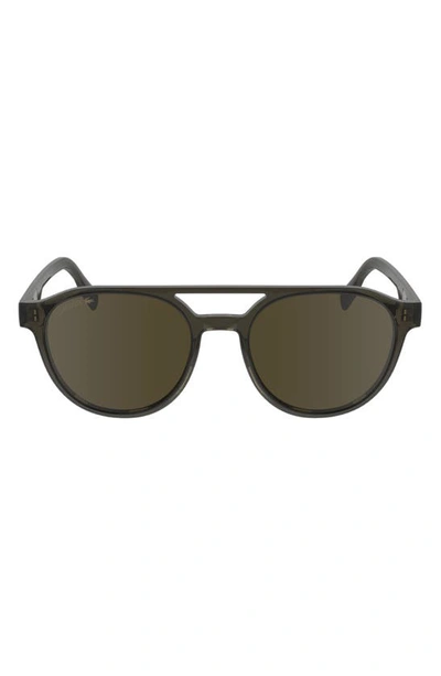 Lacoste 53mm Oval Sunglasses In Transparent Grey