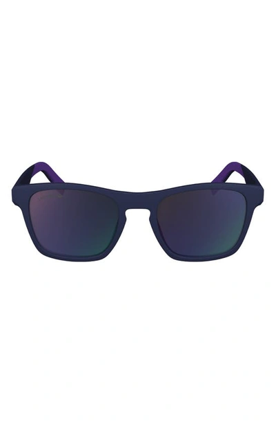 Lacoste 53mm Rectangular Sunglasses In Matte Blue