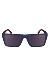 Lacoste Sport 56mm Rectangular Sunglasses In Matte Blue
