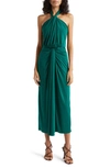 Cinq À Sept Cinq A Sept Kaily Twist Halter Midi Dress In Dark Emerald