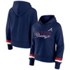 Fanatics Branded  Navy Atlanta Braves Over Under Pullover Hoodie In Navy