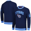 TOMMY HILFIGER TOMMY HILFIGER NAVY TENNESSEE TITANS REESE RAGLAN TRI-BLEND PULLOVER SWEATSHIRT