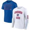 FANATICS FANATICS BRANDED ROYAL/WHITE CHICAGO CUBS TWO-PACK COMBO T-SHIRT SET
