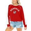 GAMEDAY COUTURE GAMEDAY COUTURE RED GEORGIA BULLDOGS BLINDSIDE RAGLAN CROPPED PULLOVER SWEATSHIRT