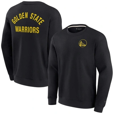 Fanatics Signature Unisex  Black Golden State Warriors Super Soft Fleece Oversize Arch Crew Pullover