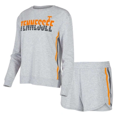 Concepts Sport Gray Tennessee Volunteers Cedar Tri-blend Long Sleeve T-shirt & Shorts Sleep Set