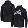 STARTER STARTER BLACK LAS VEGAS RAIDERS GRIDIRON CLASSICS THROWBACK RAGLAN LONG SLEEVE HOODED T-SHIRT