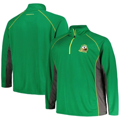 Profile Men's  Green Oregon Ducks Big And Tall Quarter-zip Raglan Sleeve Pullover Jacket