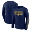 PROFILE PROFILE NAVY WEST VIRGINIA MOUNTAINEERS BIG & TALL TWO-HIT GRAPHIC LONG SLEEVE T-SHIRT