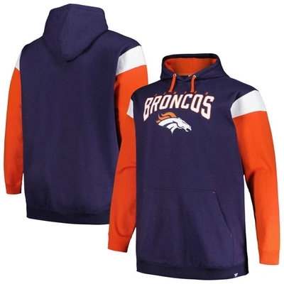 PROFILE PROFILE NAVY DENVER BRONCOS BIG & TALL TRENCH BATTLE PULLOVER HOODIE