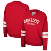 Colosseum Women's  Scarlet Distressed Ohio State Buckeyes Perfect Date Notch Neck Pullover Sweatshirt In Scarlet